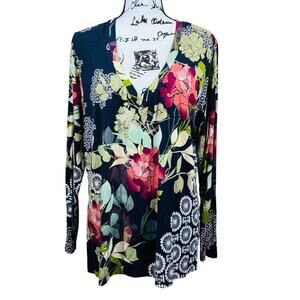 Johnny Was The Janie Favorite Long Sleeve painterly floral  V-neck Size XL Boho